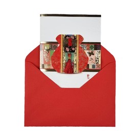 Seoulful Vintage Korean Lucky Pouch Greeting Cards - Premium Foil Bokjumeoni Card Set of 6 with Envelopes