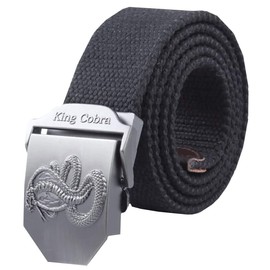 CHROME CRANE BLT055 Men's Braided Waist Belt, Python, Snake Buckle Design, Leather