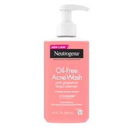 Neutrogena Oil-Free Pink Grapefruit Acne Face Wash, Vitamin C & Salicylic Acid Cleanser, Daily Acne Treatment For Face, Blemish & Blackhead Clearing Facial Cleanser, 9.1 fl. oz