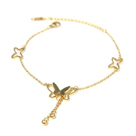 Miaomyao Super Cubic Zirconia, Gold, Surgical Stainless Steel, Anklet, Butterfly, Butterfly, Butterfly Accessory, Women's Gift, Pouch Set, Stone Stainless Steel, Cubic Zirconia