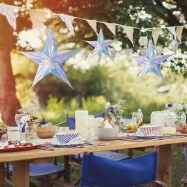 BESPORTBLE Iridescent Star Hanging Ornaments: 3Pcs Christmas Iridescent Star Shiny Iridescent Foil Ceiling Garlands Decorative Star for Festival Holiday Birthday Christmas New Years Party