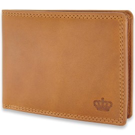 Baur Men's Genuine Leather Wallet with RFID Protection, Landscape Format, Wallet with Coin Compartment and Card Slots, Wallet, camel, Large landscape format