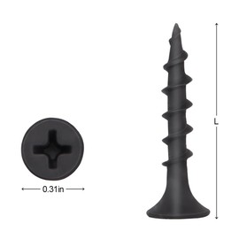 #6 x 1-1/4" Drywall Screws Coarse Thread Black Phosphate Coated Flat Head Fast Self Tapping Wood Screws for Drywall, Wood and Furniture, 100 PCS