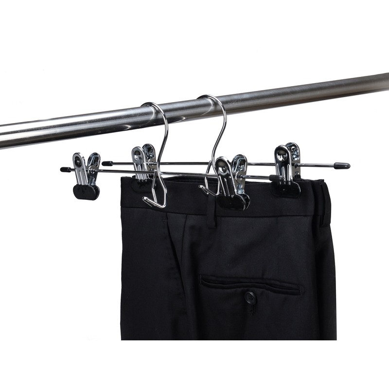 6 Quality Pants Hangers Heavy Duty Add-on Skirt/Slack Metal Hanger,