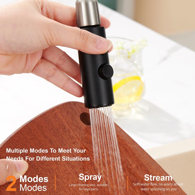 TIORIY Metal Kitchen Faucet Spray Head Replacement, Stainless Steel Pull