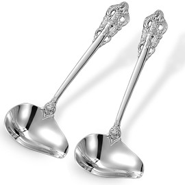 KEAWELL Luxury 7.2" Sauce Ladle, 18/10 Stainless Steel, Silver, Small Gravy Spoon for Home. Solid and Sturdy, Dishwasher Safe (1)