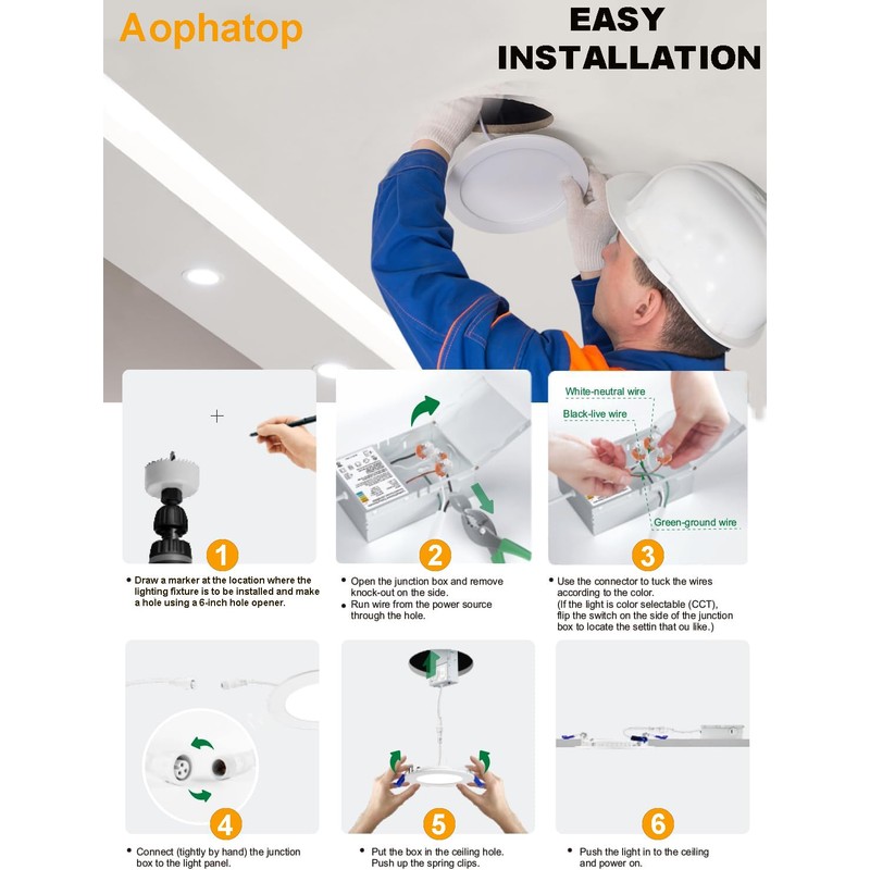Aophatop 24 Pack 6 Inch 6000K Daylight Ultra-Thin LED Recessed
