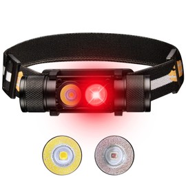 77outdoor 77outdoor LED Rechargeable Red Headlamp, D25LR Powerful Lightweight Head Flashlight with 90 High CRI Bright White Light and 660nm Deep Red Light, USB Charging for Camping, Hiking, Hunting