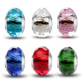 MICOO 925 Sterling Silver Charms for Bracelets,Fashion DIY Dangle Pendants Beads Simulated Birthstone Charms,Birthday Gifts for Women