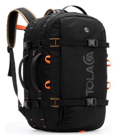 Tolaccea Travel Laptop Backpack Carry on Flight Approved, Large Personal Item Backpack Convertible Duffle Luggage Bag Daypack Business Rucksack Fits 15.6" Laptop for Men Women, 40L-55L Expandable - Color: Black