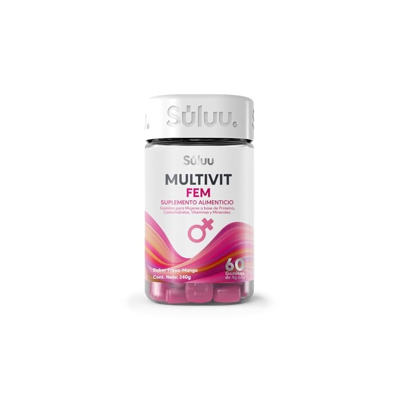 Súluu Multivit Fem Multivitamínico Mujeres Womens Multivitamin Gomitas Sabor Fresa