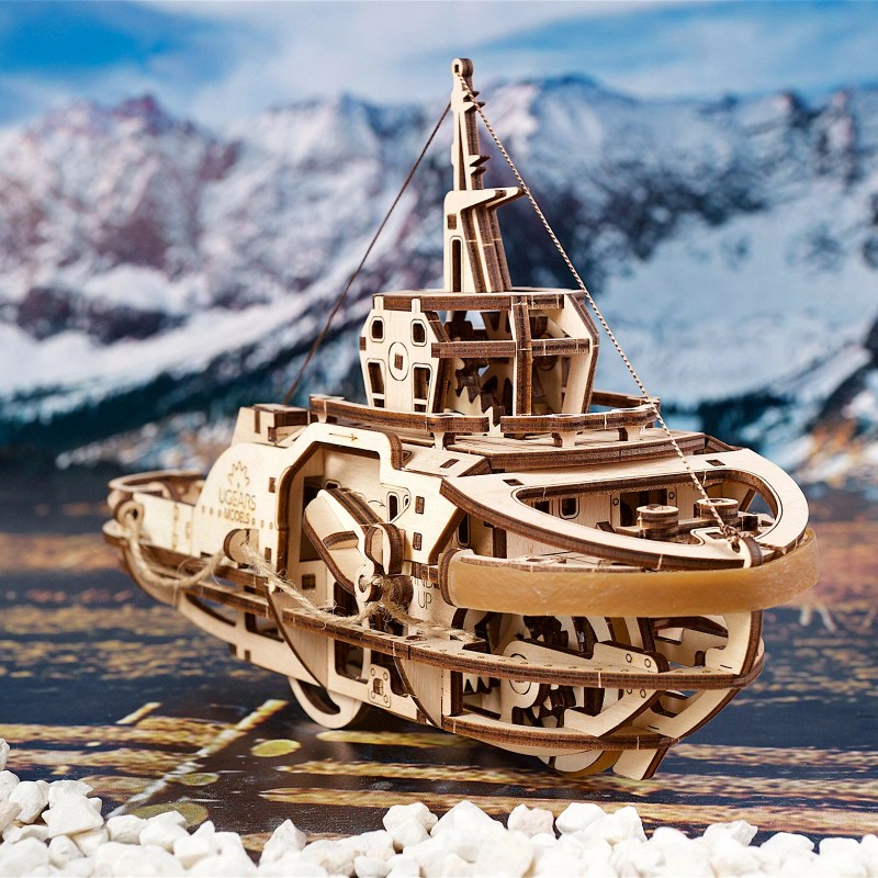 UGEARS Tugboat Ugears 3D Mechanical Wooden Model DIY 3D Brainteaser