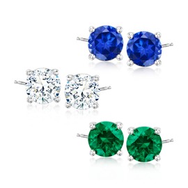 Ross-Simons 7.50 ct. t.w. Simulated Multi-Gemstone Jewelry Set: 3 Pairs Of Stud Earrings in Sterling Silver