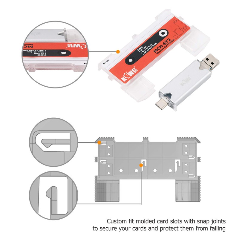 Kiwifotos 2 in 1 Portable Slim Memory Card Case with
