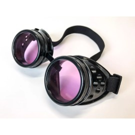 Unbranded Purple Lens Black Goggles Steampunk Punk Goth Burning man Sun glass 3 Set Lens