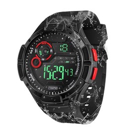 BANGLIN 10 ATM Waterproof Watch Luminous Sports Watch with Alarm, Chronograph, Calendar Functions, 12/24 Hour Format Selectable