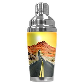 Mugzie 16 Ounce Stainless Steel Cocktail Shaker with Insulated Wetsuit Cover - Route 66