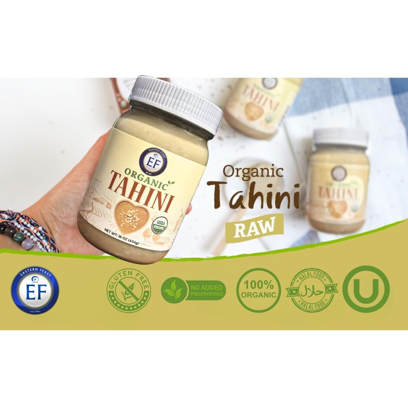 Eastern Feast - Organic Tahini, 100% Ground Sesame Paste, 16