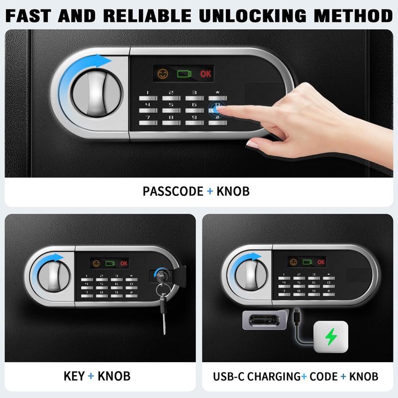 YAYAG 2.5 Cuft Safe Box, Fireproof Waterproof Safety Home Safe