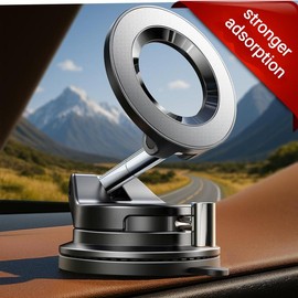 LISEN  Iphone 17  Vacuum MagSafe Car Mount  Magnetic Phone Holder, 360° Adjustable for MagSafe Car Holder Foldable Suction Phone Mount for Car, for Garmin GPS/Mirror/Smooth Surface, for iPhone 16 Pro Max 15:_Upgraded version-black