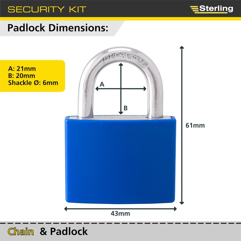 Sterling 460 APL 60cm 4mm Security Chain & Aluminium Padlock,