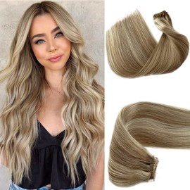 Sew in Hair Extensions Real Human Hair Balayage Ash Brown to Platinum Blonde Sew in Human Hair Extensions Hand Tied Weft Hair Extensions Human Hair Sew in Hair Bundles Hair Wefts Human Hair Sew in 14”