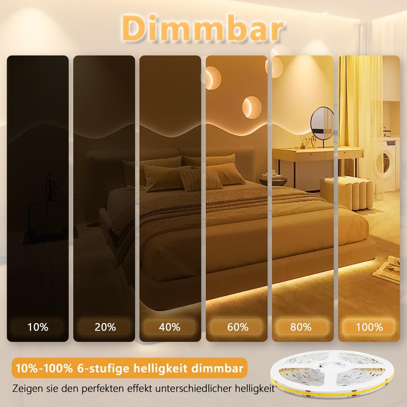 COB LED Strip 10 m Warm White, LED Strip 3000