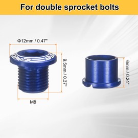 sourcing map 5pcs Double Chain Ring Bolts M8 Aluminum Alloy Bicycle Crankset Nut Chainwheel Screws for Road Bike Mountain Bike, Blue