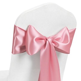 MAGTOWNE 50 Pack Satin Dusty Pink Chair Sashes for Wedding, 7 X 108 Inches Dusty Pink Chairs Bows for Party, Satin Chairs Ribbons Ties for Weddings Church Ceremony Event Chair Decorations