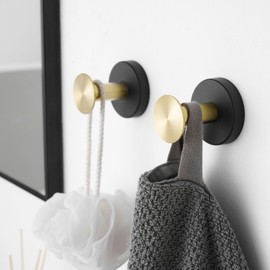 Beelee 4-Pack Robe Towel Hooks Gold+Black, Wall Hooks Coat Hooks for Bathroom, Heavy Duty Clothes Hanger Hooks