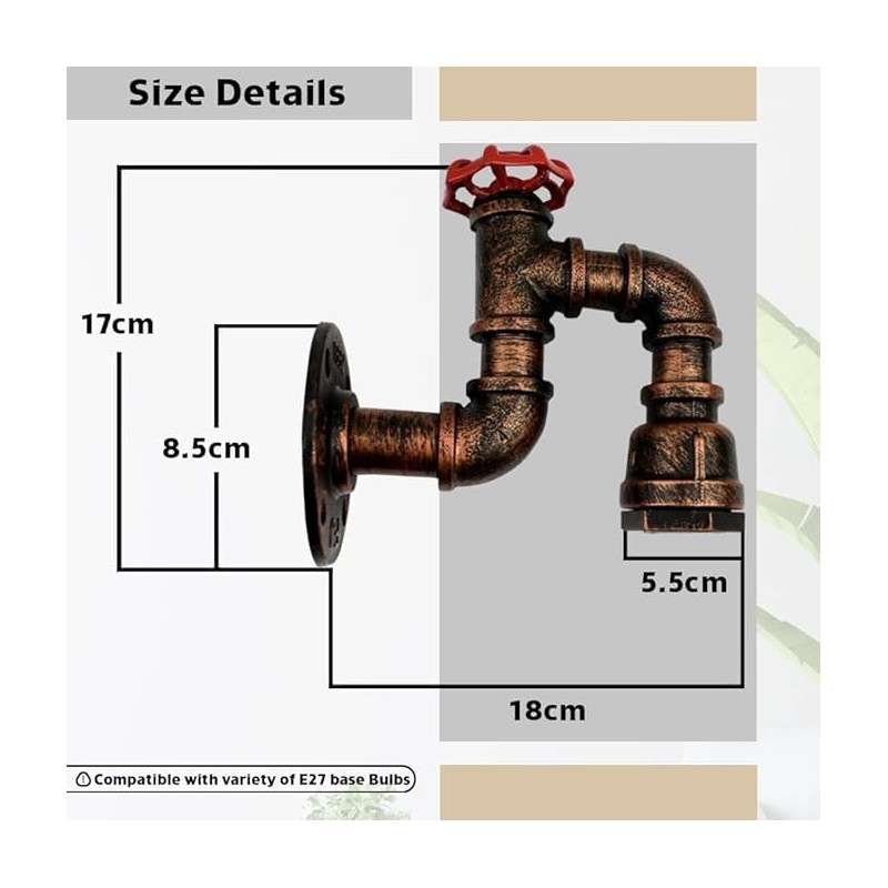 DC VOLTAGE Industrial Metal Water Pipe Wall Lights Indoor Wall