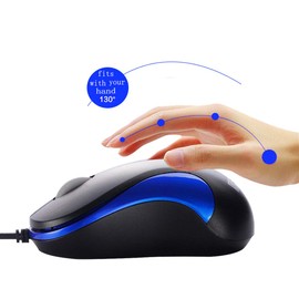 SOONGO Mini Mouse, 2 Pack for Laptop, Ergonomic Computer Mouse, Designed USB, Optical Wired Mouse for Office and Home, Desktop, Windows 7/8/10/XP Vista and Mac Blue