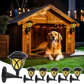 TISEJOY Solar Wall Lantern Dog House Lights, Waterproof Solar Powered Decorative Lights for Pet House, Fence, Garden, Shed and Backyard (6 Pack)