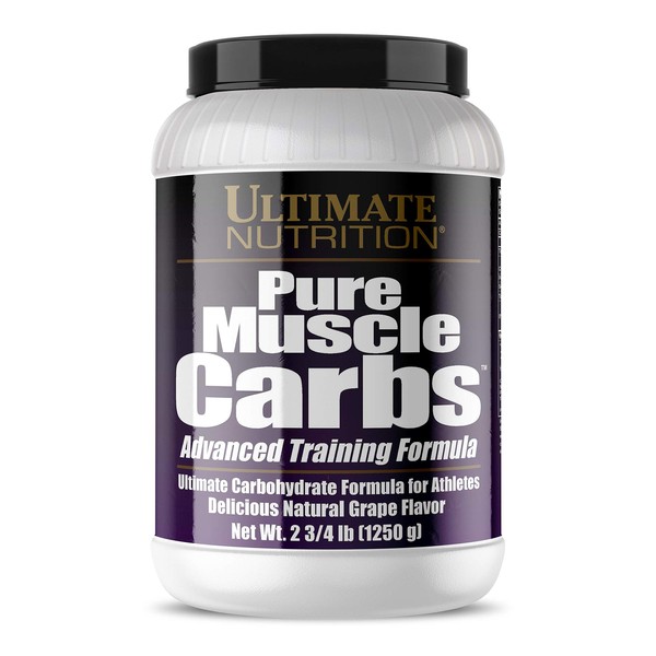 Ultimate Nutrition Pure Muscle Carbs - Complex Carbohydrate Powder for Sustained Energy - No Fat, No Cholesterol -Calorie for Muscle Gainers and Athletes, Grape, 2.75 Pounds