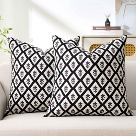 Black Throw Pillow Covers Black and White Pillow Covers 18x18 for Couch Modern Farmhouse Block Print Cushion Cases Grey Boho Home Decor for Sofa Chair Bedroom Living Room Gray