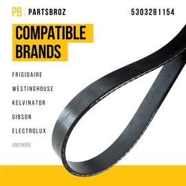 PartsBroz 5303281154 Drive Belt (Flat Style) - Compatible With Frigidaire Westinghouse Kelvinator Gibson Dryer - Replaces AP2142651 08015141 143056 3281154 50F88 8195-807 LB260 PS459830 Q000063806