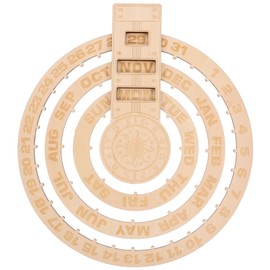 OHPHCALL Wooden Perpetual Wall Calendar Manual Rotatable Disks Calendar Wood Rustic Circular Wall Mounted Spi n Perpetual Calendar for Home Office Farmhouse Wall Decor