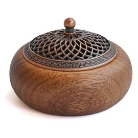 Acacia Wood Incense Burner for Cones & Coils, with Sticks Holder - 3-in-1, Zen Meditation Yoga Home Room Decor