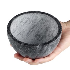 MDLUU Marble Shaving Soap Bowl, 4.7" Shaving Soap and Cream Bowl, Natural Marble Stone Bowl, Keep Lather Warm for Man's Wet Shave (Black)