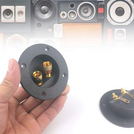 2-Way Speaker Box Terminal Binding Post, DIY Home Car Stereo Round Spring Cup Connectors Subwoofer Plugs 2-Pack