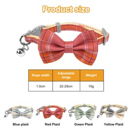 Pack of 4 Cat Collars, Bow Tie Cat Collar with Bell, Cat Collar, Adjustable Size 22-29 cm with Safety Clasp, Suitable for Cats with a Weight of 2.5 kg - 5 K