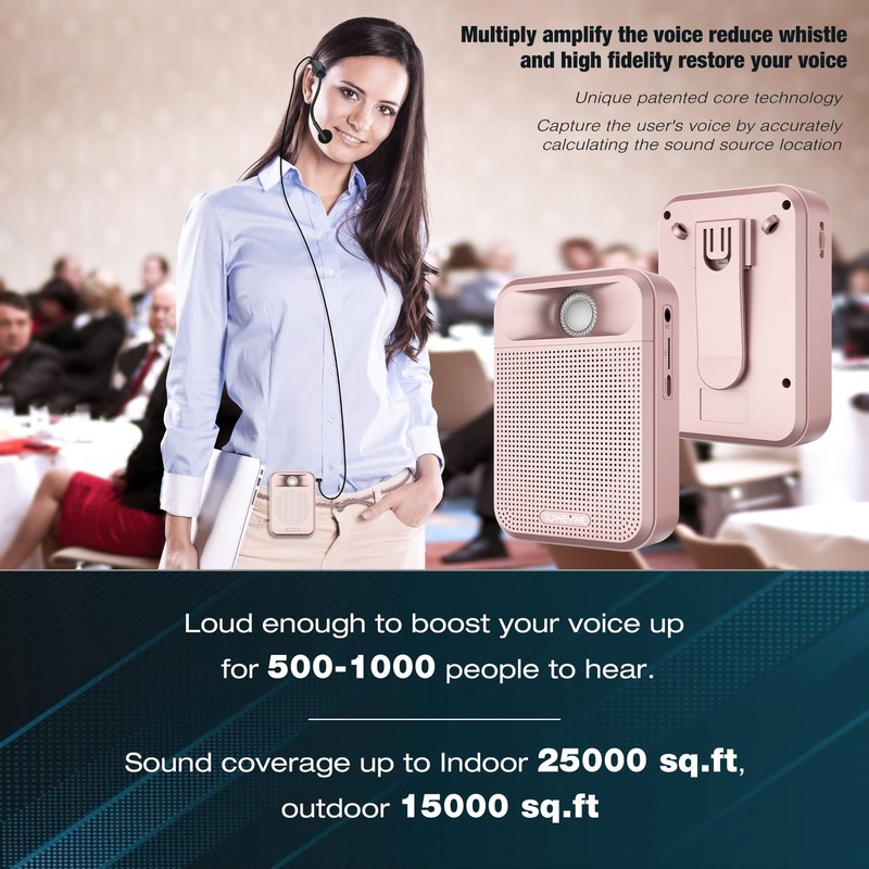 Voice Amplifier, Towevine Rechargeable Microphone for Teachers, Portable Speaker with