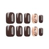 24PCS Reusable Fake Nails - Pressed Nails, Brown Nails, Sticky