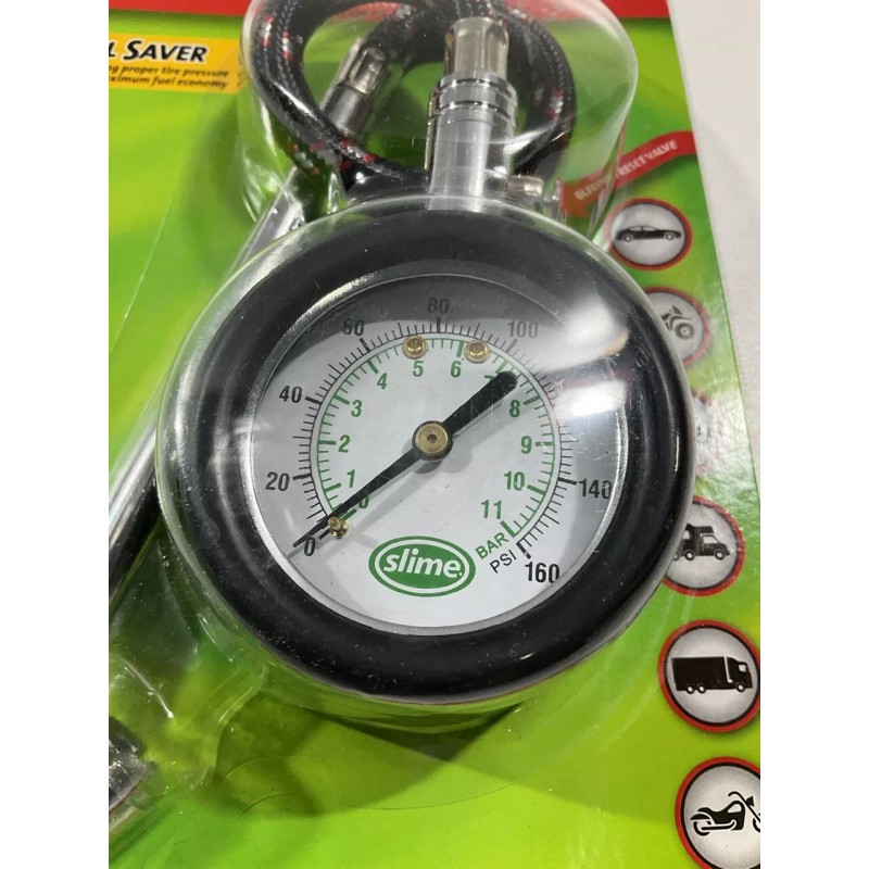 Slime 2020-A Dually RV Tire Dial Gauge With Hose, 10-160