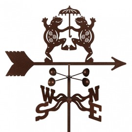 EZ Vane Dancing Frog Weathervane — 4-Sided Mount, Wind Cups, Antique Copper Finish, Steel with Durable Triple Powder Coating, Handcrafted in USA