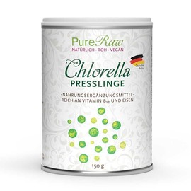 PureRaw Chlorella Pellets from Germany - Chlorella Tablets Algae Rich in Vitamin B12 Iron Chlorophyll idine (Raw Vegan) Regional Green Microalgae - Chlorella Vulgaris Powder 150 g