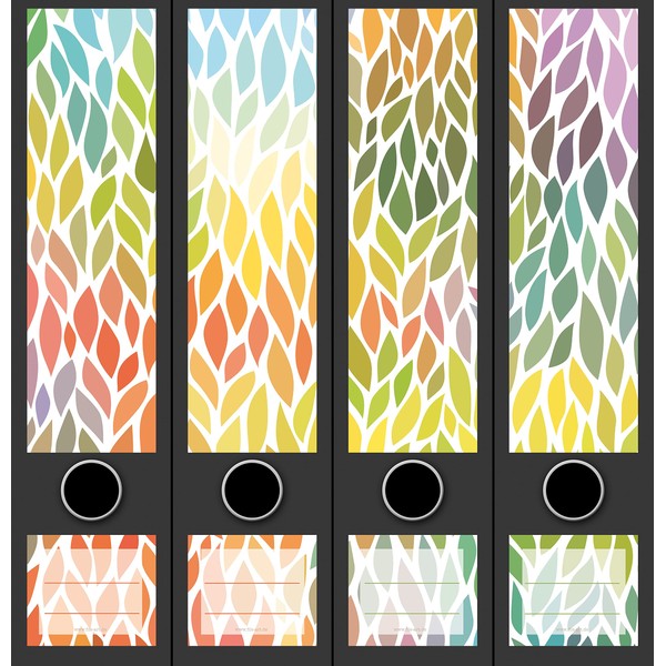 Set of 4 Wide Folder Spines Colourful Leaves Colour Pattern