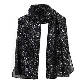 World of Shawls Evening Wrap Stole Shawl For Wedding, Bridesmaid, Parties, Prom Scarf (Silver Sparkle Black)
