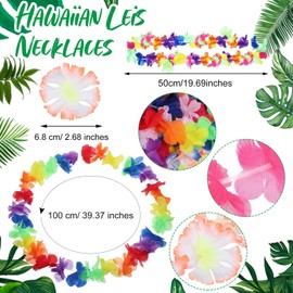 50pcs Hawaiian Luau Leis Flowers Necklaces Summer Beach Vacation Pool Tropical Theme Party Colorful Decorations For Tropical Themed Party, Birthday, Wedding Beach Party