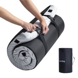 EGO Roll up Single Small Mattress Memory Foam CertiPUR-US Certified, Roll Up Floor Mattress Mat for Camping, Car Mattress Sleeping Pad, Portable with Travel Bag